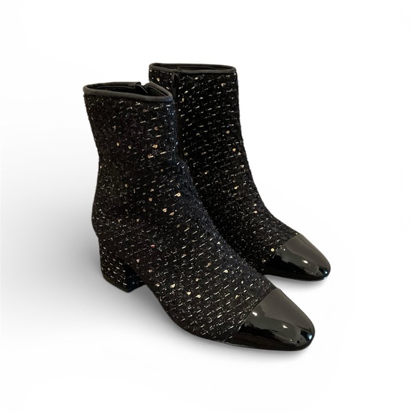 Steve Madden Shoes - Steve Madden Eiffel Boot in Black Tweed Patent Toe